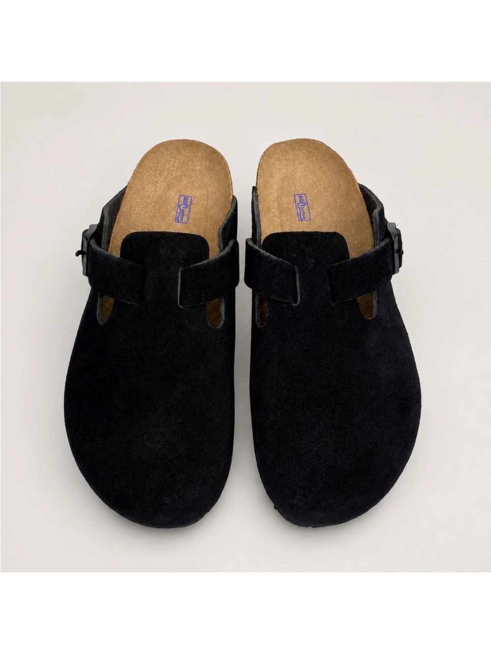 NIB Birkenstock Black Suede Boston Clog Mules size 42 regular Fit cork bottom